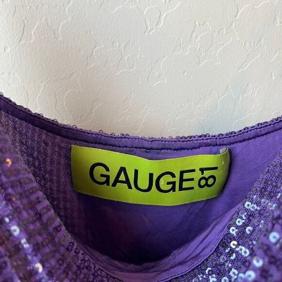 Gauge81 Dress Perry Purple Ruched Sequined Sleeveless Mini Party Dress Size S - Picture 5 of 8